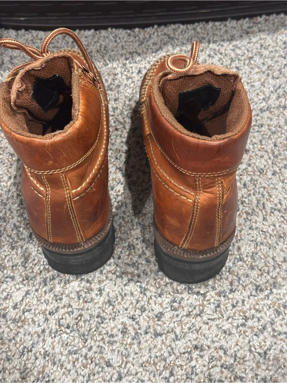 Men's Brown Leather Moc Toe Work Boots